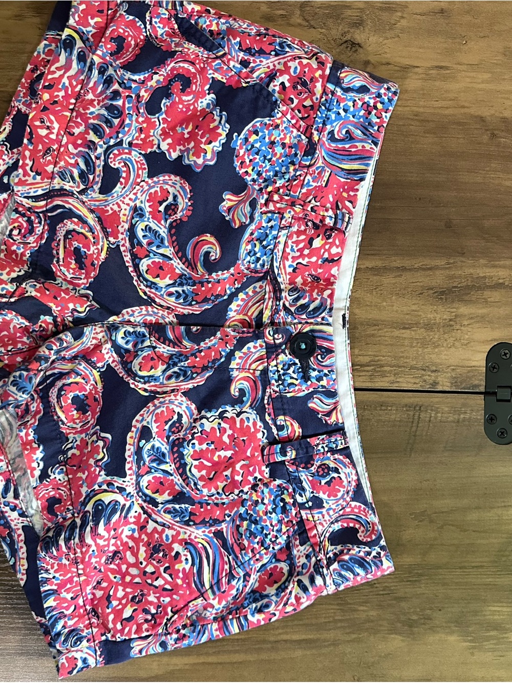 Vibrant Paisley Print Shorts in Navy & Pink